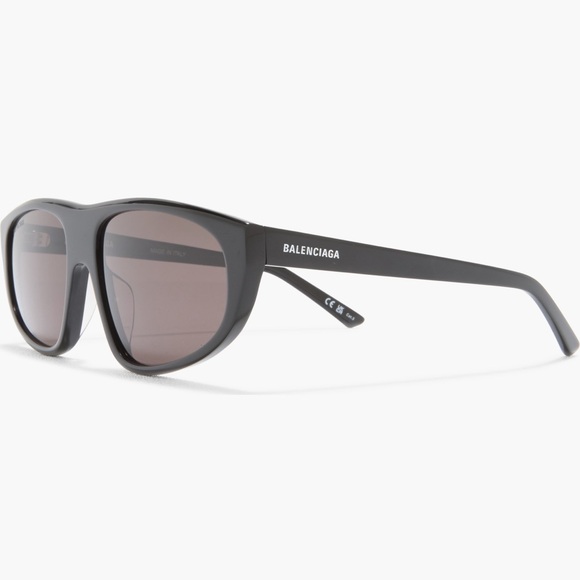 NWT BALENCIAGA BB0098S BLACK FLAT TOP SUNGLASSES - Picture 2 of 9